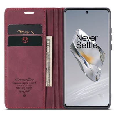 OnePlus 12 CaseMe Retro Solid Flip Case Book - Burgundy | Priedai.lt