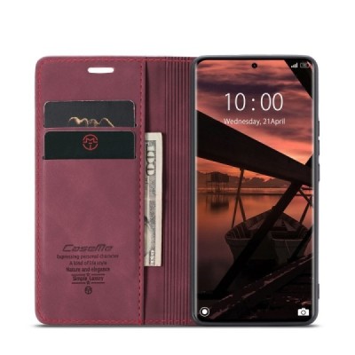Xiaomi Redmi Note 14 Pro (Pro+) 5G (Poco X7 5G) CaseMe Retro Solid Flip Case Book - Burgundy | Priedai.lt