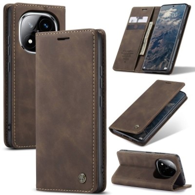 Xiaomi Redmi Note 14 Pro (Pro+) 5G (Poco X7 5G) CaseMe Retro Solid Flip Case Book - Brown | Priedai.lt