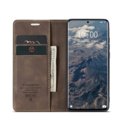 Xiaomi Redmi Note 14 Pro (Pro+) 5G (Poco X7 5G) CaseMe Retro Solid Flip Case Book - Brown | Priedai.lt