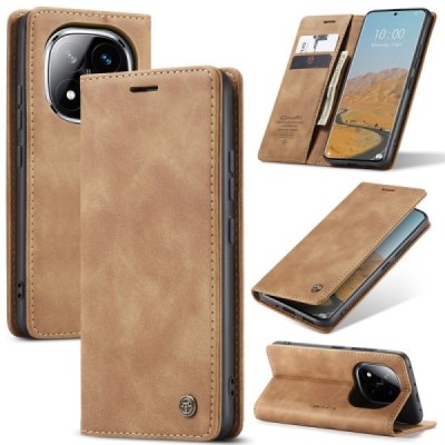 Xiaomi Redmi Note 14 Pro (Pro+) 5G (Poco X7 5G) CaseMe Retro Solid Flip Case Book - Light Brown | Priedai.lt