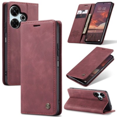 Xiaomi Redmi 13, Poco M6 4G, Redmi Note 13R 5G CaseMe Retro Solid Flip Case Book - Burgundy | Priedai.lt