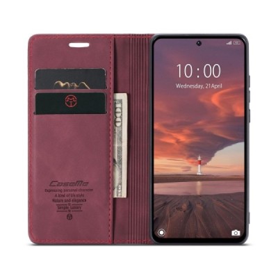 Xiaomi Redmi 13, Poco M6 4G, Redmi Note 13R 5G CaseMe Retro Solid Flip Case Book - Burgundy | Priedai.lt