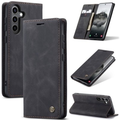 Samsung Galaxy S24+ / S25+ CaseMe Retro Solid Flip Case Book - Black | Priedai.lt