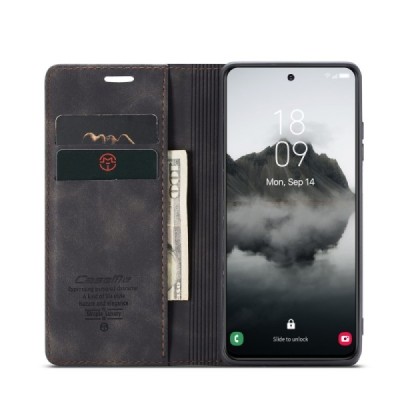Samsung Galaxy S24+ / S25+ CaseMe Retro Solid Flip Case Book - Black | Priedai.lt