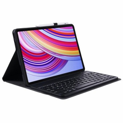 Xiaomi Redmi Pad Pro (Poco Pad) "Bosina" flip black leather case with bluetooth wireless keyboard | Priedai.lt