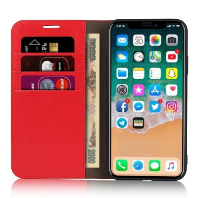 Apple iPhone 11 Pro Max red leather flip case | Priedai.lt