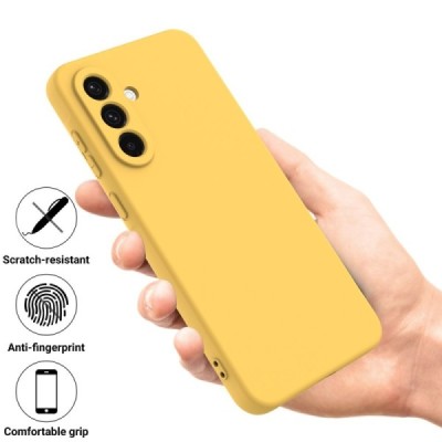 Samsung Galaxy A36 "Shell" hard liquid silicone (TPU) case yellow - cover | Priedai.lt