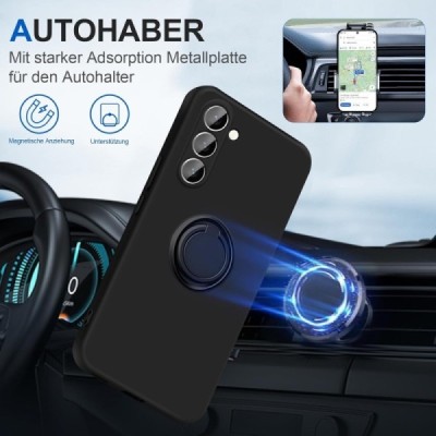 Samsung Galaxy S24 "Dechen" Ring Kickstand hard silicone (TPU) case cover - black | Priedai.lt
