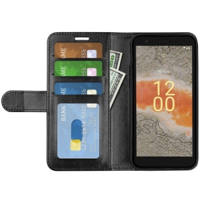 Nokia C02 Binfen Flip Book Case - Black | Priedai.lt