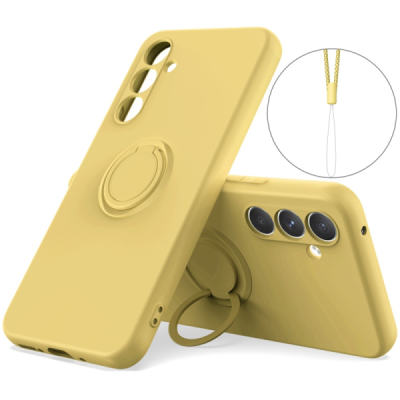 Samsung Galaxy A55 "Ring" Kickstand (TPU) yellow case - back | Priedai.lt