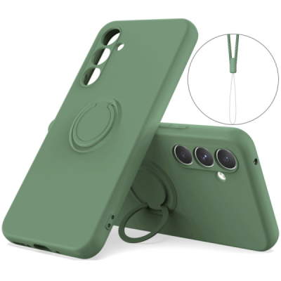 Samsung Galaxy A55 "Ring" Kickstand (TPU) green case - back | Priedai.lt