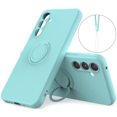 Samsung Galaxy S24 "Dechen" Ring Kickstand hard silicone (TPU) case cover - Mint | Priedai.lt