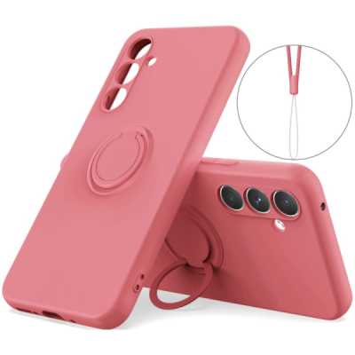 Samsung Galaxy S24 "Dechen" Ring Kickstand hard silicone (TPU) case cover - red | Priedai.lt