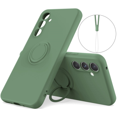 Samsung Galaxy S24 "Dechen" Ring Kickstand hard silicone (TPU) case cover - green | Priedai.lt