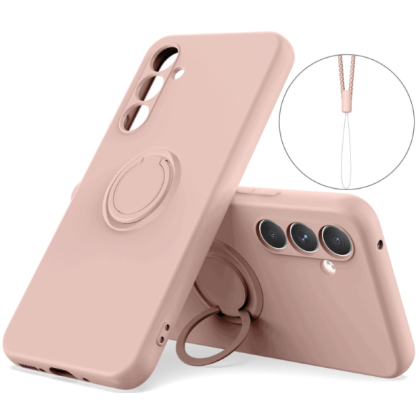 "Dechen" Ring Kickstand hard silicone (TPU) case cover - pink (Galaxy S24)