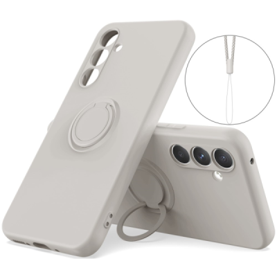 Samsung Galaxy S24 "Dechen" Ring Kickstand hard silicone (TPU) case cover - grey | Priedai.lt
