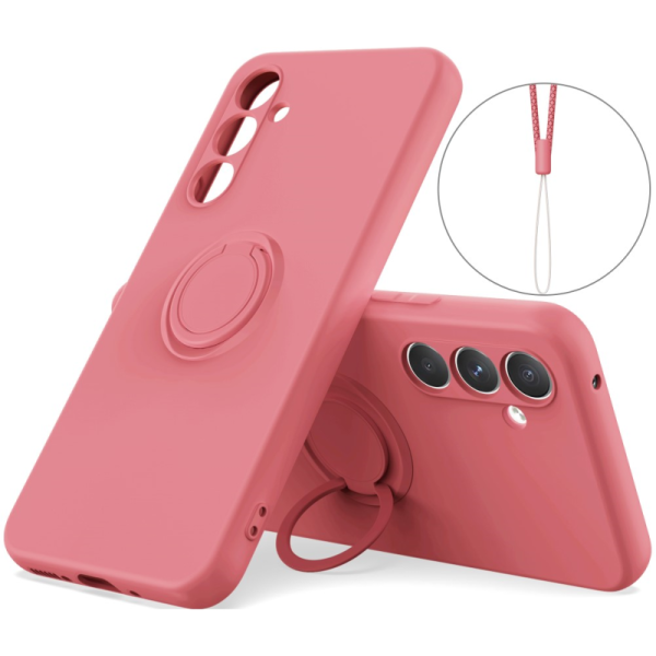 "Dechen" Ring Kickstand hard silicone (TPU) case cover - red (Galaxy A15)
