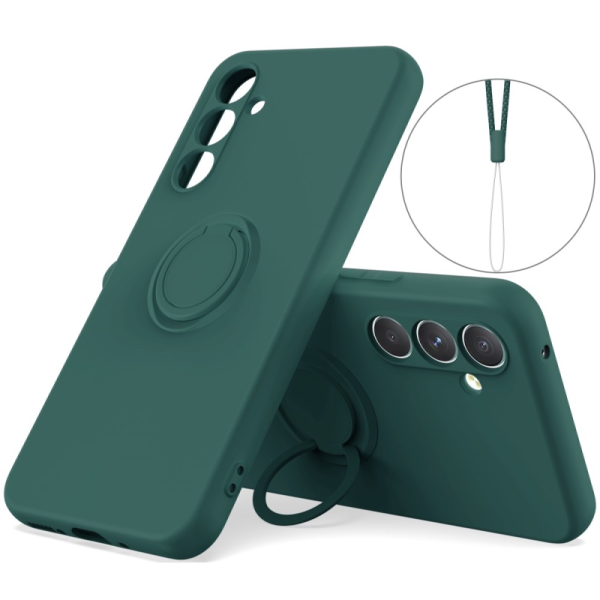 "Dechen" Ring Kickstand hard silicone (TPU) case cover - green (Galaxy A15)