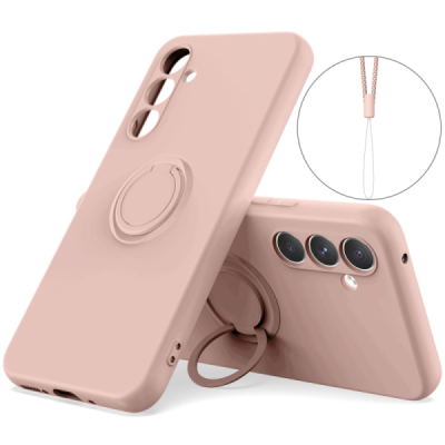 Samsung Galaxy A15 "Dechen" Ring Kickstand hard silicone (TPU) case cover - pink | Priedai.lt