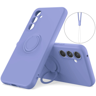 Samsung Galaxy A15 "Dechen" Ring Kickstand hard silicone (TPU) case cover - purple | Priedai.lt