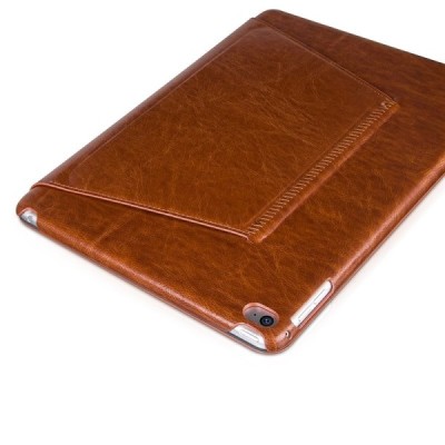 Prabangus „HOCO“ Retro Crystal serijos odinis atverčiamas rudas Apple iPad Air 2 dėklas / Priedai.lt
