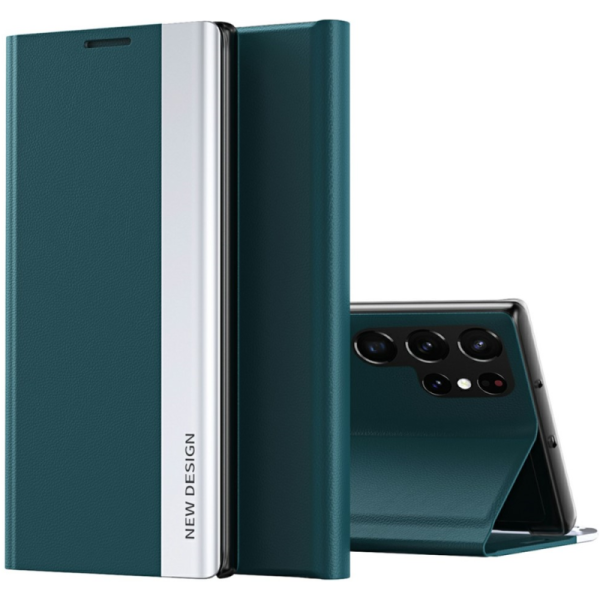 "Baoshi" Side Line flip book case cover - Green (Galaxy S25 Ultra)