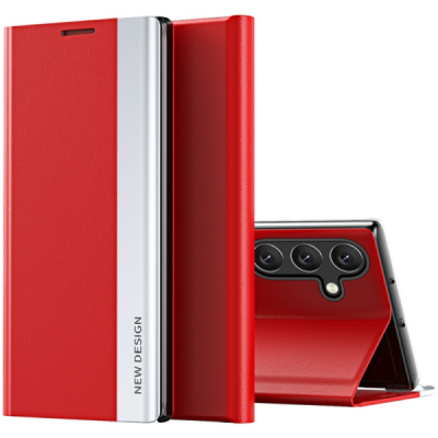 Samsung Galaxy S24 / S25 Baoshi Side Line Red flip case cover - booklet | Priedai.lt