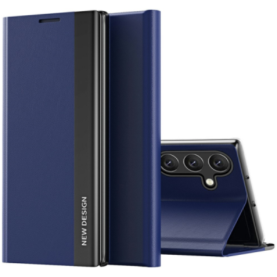 Samsung Galaxy S24 / S25 Baoshi Side Line Blue flip case cover - booklet | Priedai.lt