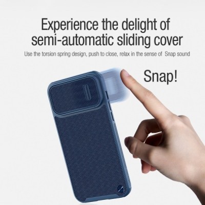 Apple iPhone 14 Pro Max "Nillkin" CamShield Textured S Magnetic black case cover with camera protection | Priedai.lt