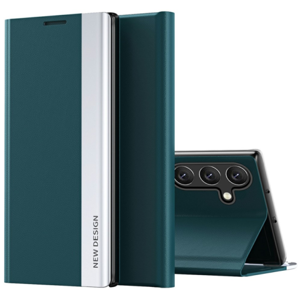 "Baoshi" Side Line flip book case cover - Green (Galaxy S24 / S25)