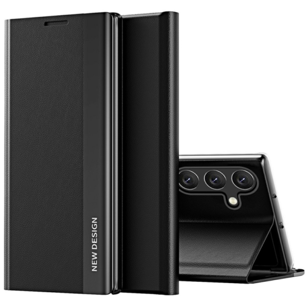 "Baoshi" Side Line flip book case cover - Black (Galaxy S24+ / S25+)