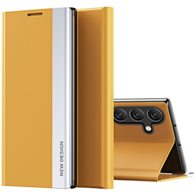 Samsung Galaxy S24+ / S25+ Baoshi Side Line yellow flip case cover - booklet | Priedai.lt