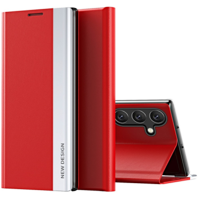 Samsung Galaxy S24+ / S25+ Baoshi Side Line Red flip case cover - booklet | Priedai.lt