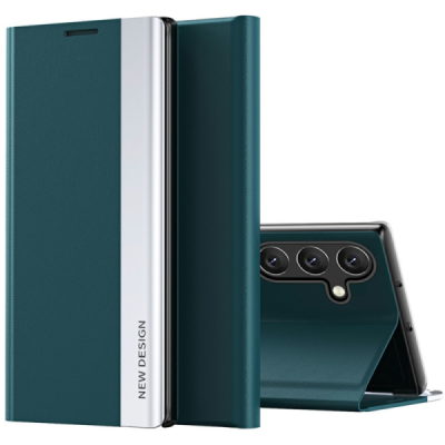 Samsung Galaxy S24+ / S25+ Baoshi Side Line Green flip case cover - booklet | Priedai.lt