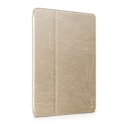 Prabangus „HOCO“ Retro Crystal serijos odinis atverčiamas auksinis Apple iPad Air 2 dėklas / Priedai.lt