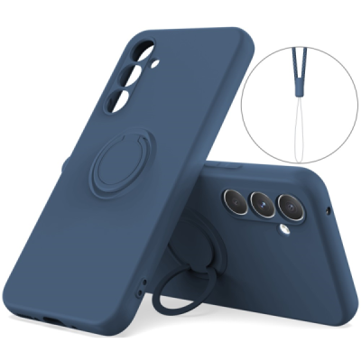 Samsung Galaxy A15 "Dechen" Ring Kickstand hard silicone (TPU) case cover - Blue | Priedai.lt