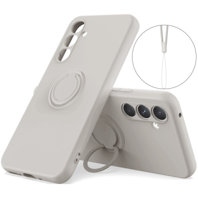Samsung Galaxy A15 "Dechen" Ring Kickstand hard silicone (TPU) case cover - grey | Priedai.lt