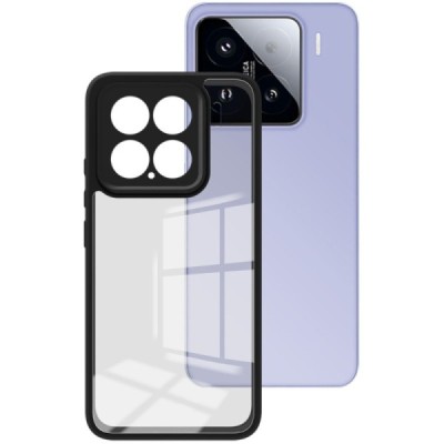 Xiaomi 15 "Imak" hard silicone TPU transparent (black edges) case | Priedai.lt