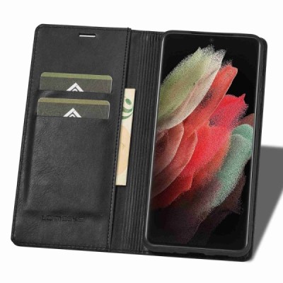 Samsung Galaxy S21 Ultra LC IMEEKE Flip Book Case Cover - Black | Priedai.lt