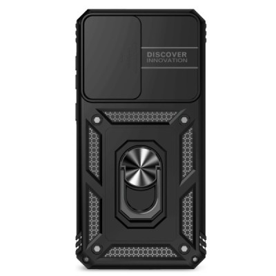 Enhanced protections "Kickstand" Samsung Galaxy A56 / A36 black hard silicone (TPU) and plastic case | Priedai.lt