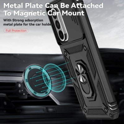 Enhanced protections "Kickstand" Samsung Galaxy A56 / A36 black hard silicone (TPU) and plastic case | Priedai.lt