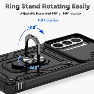 Enhanced protections "Kickstand" Samsung Galaxy A56 / A36 black hard silicone (TPU) and plastic case | Priedai.lt
