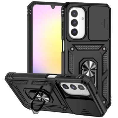 Enhanced protections "Kickstand" Samsung Galaxy A26 black hard silicone (TPU) and plastic case | Priedai.lt
