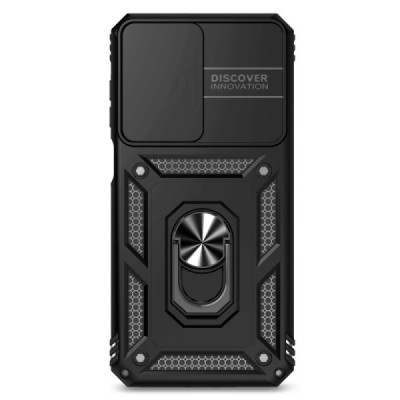 Enhanced protections "Kickstand" Samsung Galaxy A26 black hard silicone (TPU) and plastic case | Priedai.lt