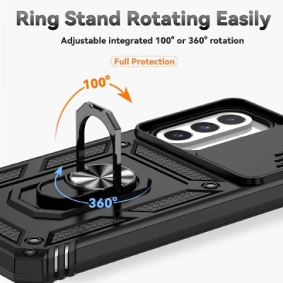 Enhanced protections "Kickstand" Samsung Galaxy A26 black hard silicone (TPU) and plastic case | Priedai.lt