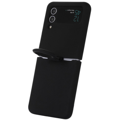Samsung Galaxy Z Flip4 "Dechen" Ring Kickstand hard silicone (TPU) case cover - black | Priedai.lt