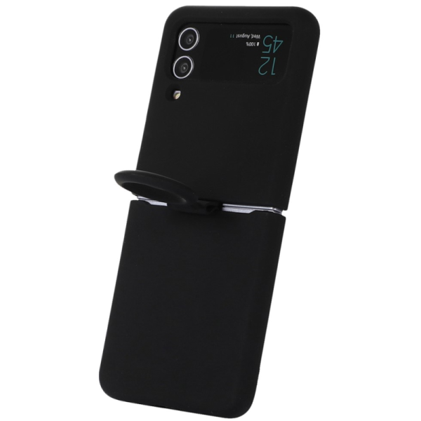 "Dechen" Ring Kickstand hard silicone (TPU) case cover - black (Galaxy Z Flip4)