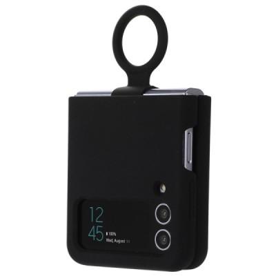 Samsung Galaxy Z Flip4 "Dechen" Ring Kickstand hard silicone (TPU) case cover - black | Priedai.lt