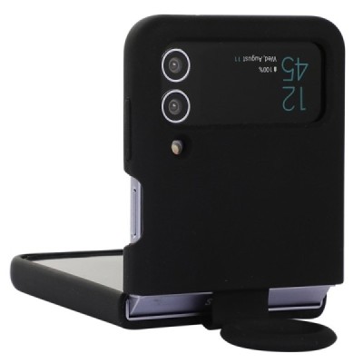 Samsung Galaxy Z Flip4 "Dechen" Ring Kickstand hard silicone (TPU) case cover - black | Priedai.lt